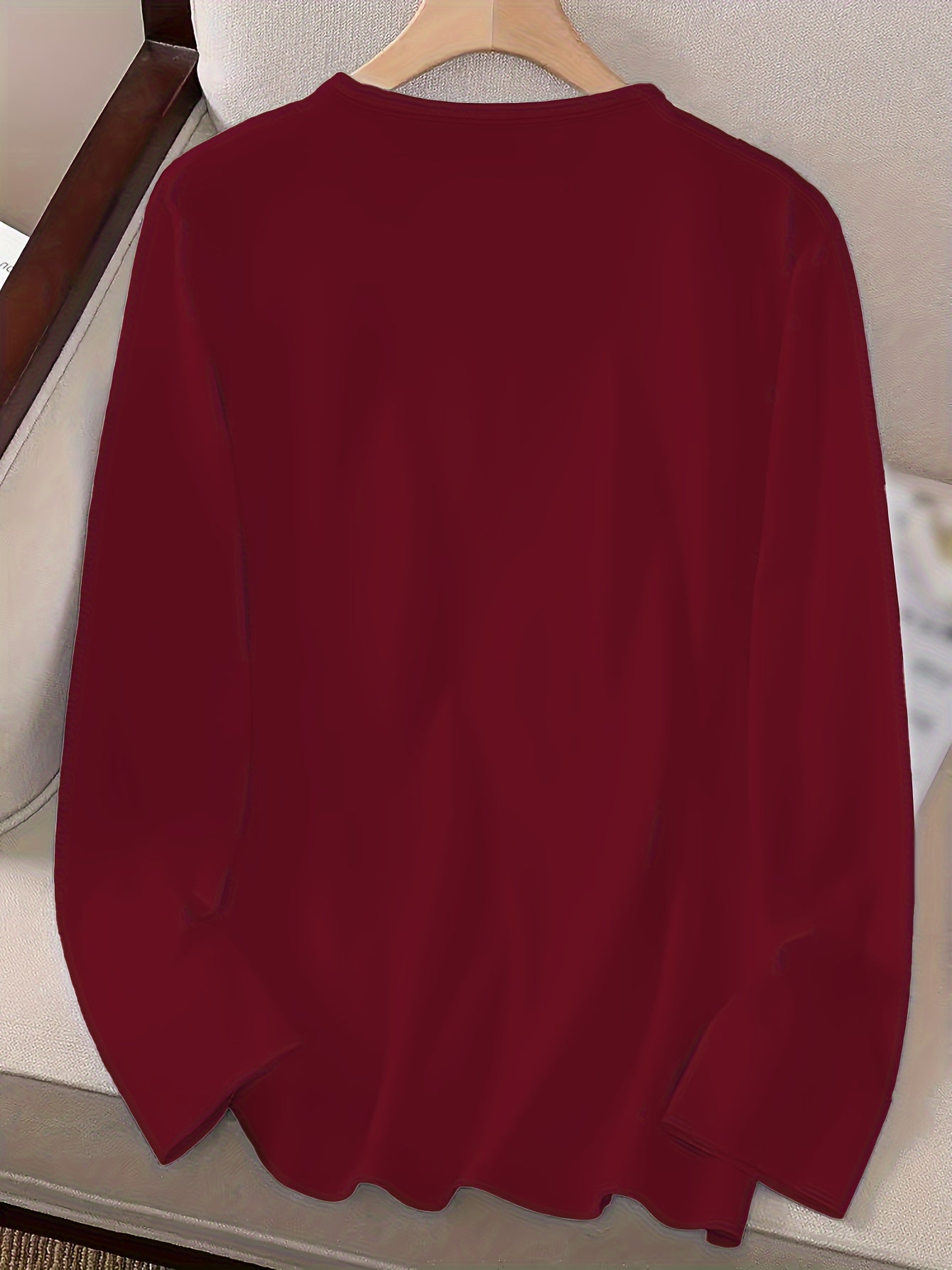 Vibrant Lips Print Long Sleeve Crew Neck T-shirt - Women's Casual Spring & Fall Clothing - Comfortable, Relaxed Fit, Soft Fabric, Stylish Graphic Tee for Ladies