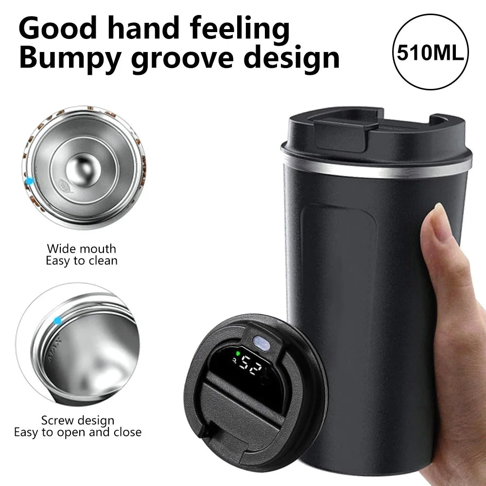 Stainless Steel Smart Coffee Tumbler Thermos Cup with Intelligent Temperature Display Portable Travel Mug 510ML Water Bottle