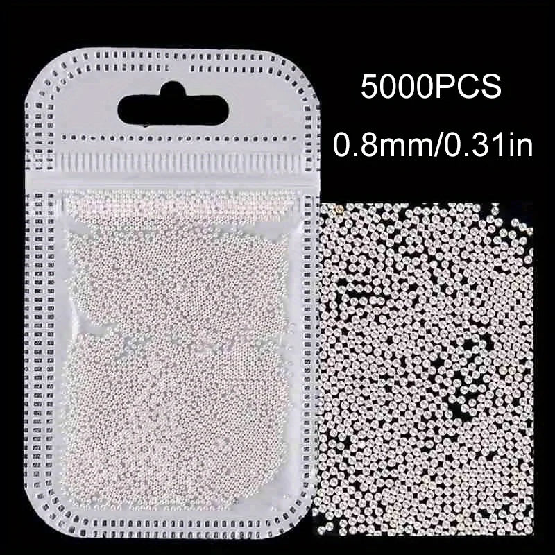 5000PCS 0.8mm Nail Art Caviar Bead Glitter Rhinestone for Micro Steel Ball 3D Decorations UV Gel Acrylic Tips Manicure A