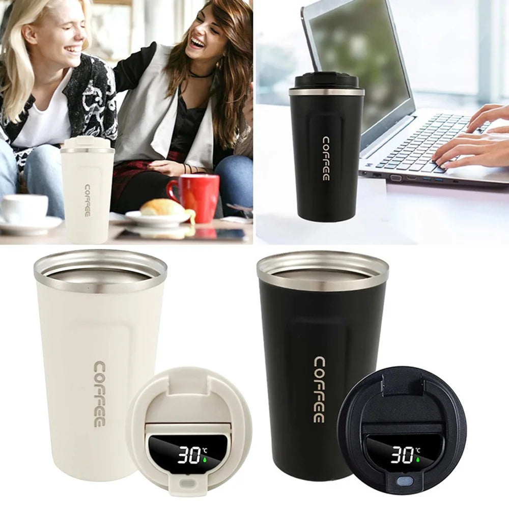 Stainless Steel Smart Coffee Tumbler Thermos Cup with Intelligent Temperature Display Portable Travel Mug 510ML Water Bottle