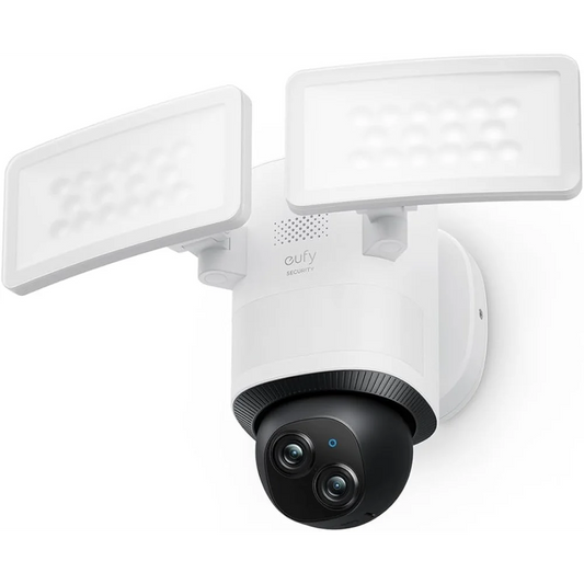 eufy Security Floodlight Camera E340 Wired, 360° Pan and Tilt, 24/7 Recording, Dual-Band Wi-Fi, 2,000 Lumens