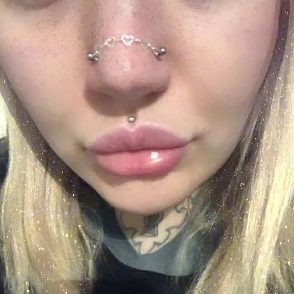 Double Nose Chain Nostril Ball Stainless Steel Nose Stud Decoration Earrings Piercing Nariz Pircing Septum Nose Piercing Ring