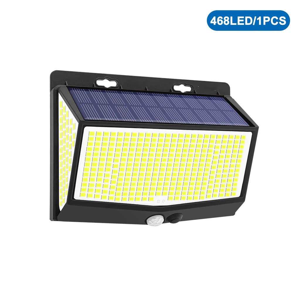 Outdoor Solar Motion Sensor Lights 468/528 LED Waterproof Solar Security Wall Lights for Garden Patio Pool Yard Fence Driveway