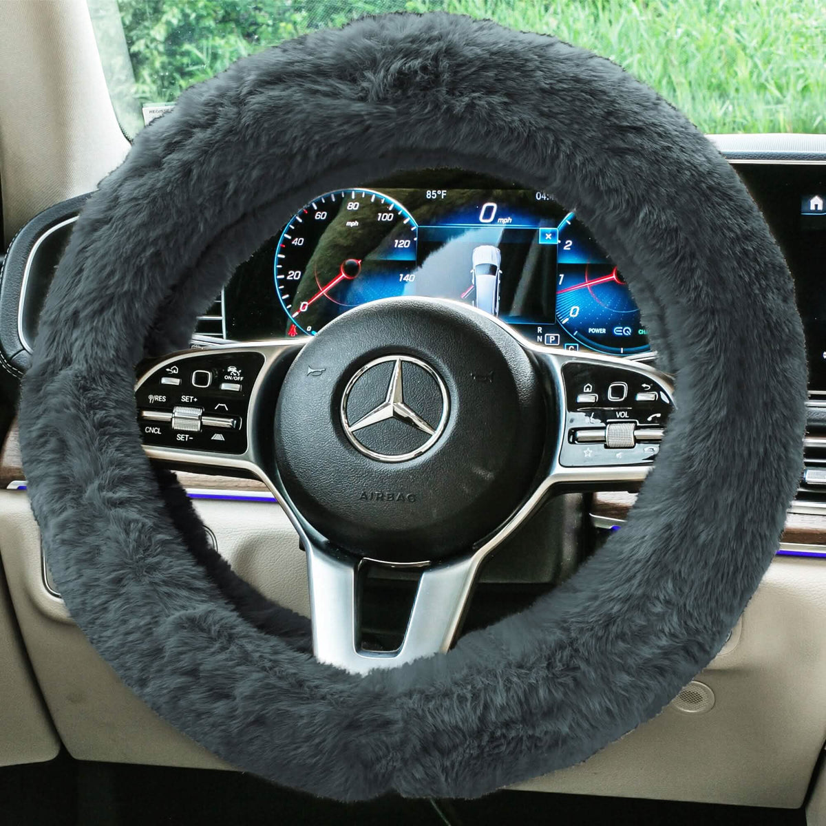 Doe16 Faux Rabbit Fur Steering Wheel Cover
