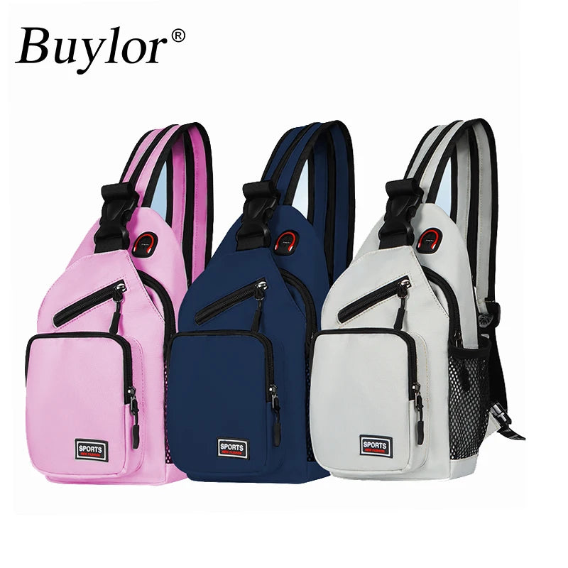 Buylor Shoulder Chest Bag Man Large Capacity Messenger Bag Women Small Backpack Boy Girl Multifunctional Cycling Sports Rucksack