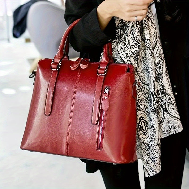 Genuine Leather Women's Bag, Fashionable Women's Hand-held Crossbody, One Shoulder Oil Wax Cowhide Bag, Office, Travel, Ladies' Gifts, Mother's Day Gifts, Christmas Gifts, Valentine's Day Gift, Best for Christmas