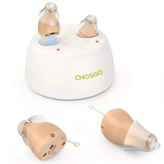 Rechargeable Hearing Aids – Invisible In-Ear, Noise Reduction, Volume Control