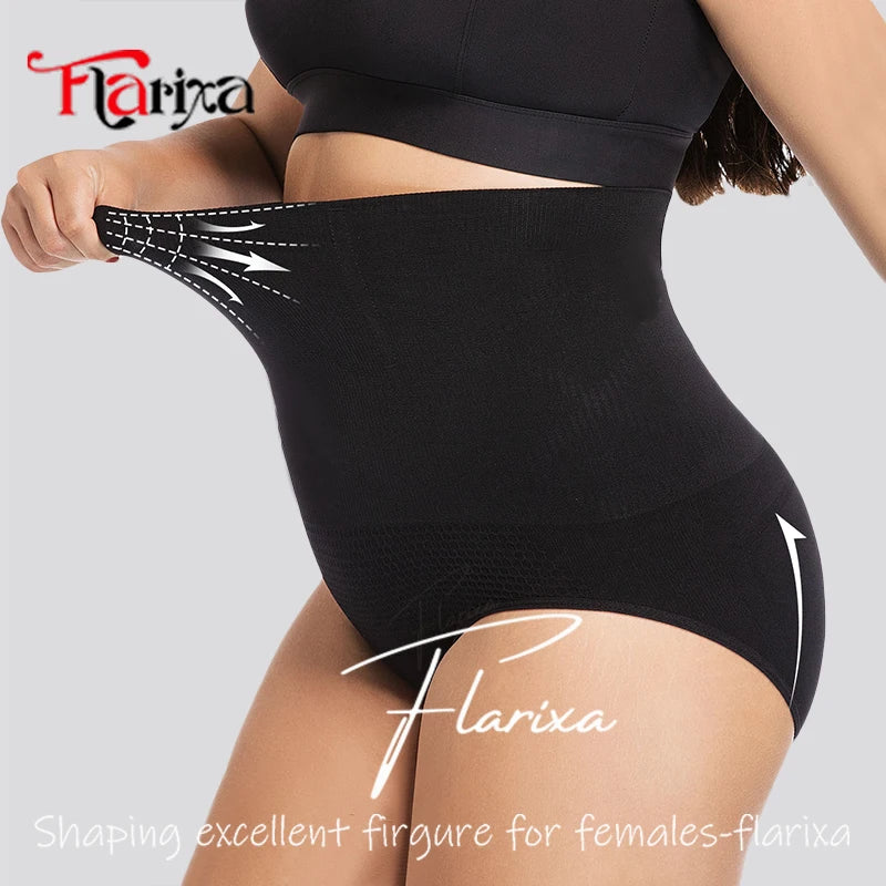 Flarixa Plus Size Seamless Shaping Panties Tummy Control High Waist Body Shaper Slimming Briefs Women Butt Lifter Lingerie Black