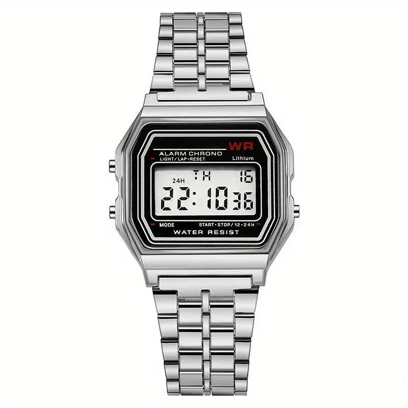 Multifunction LED Digital Sports Wrist Watch Steel Strap for Men And Women Business Electronic Clock