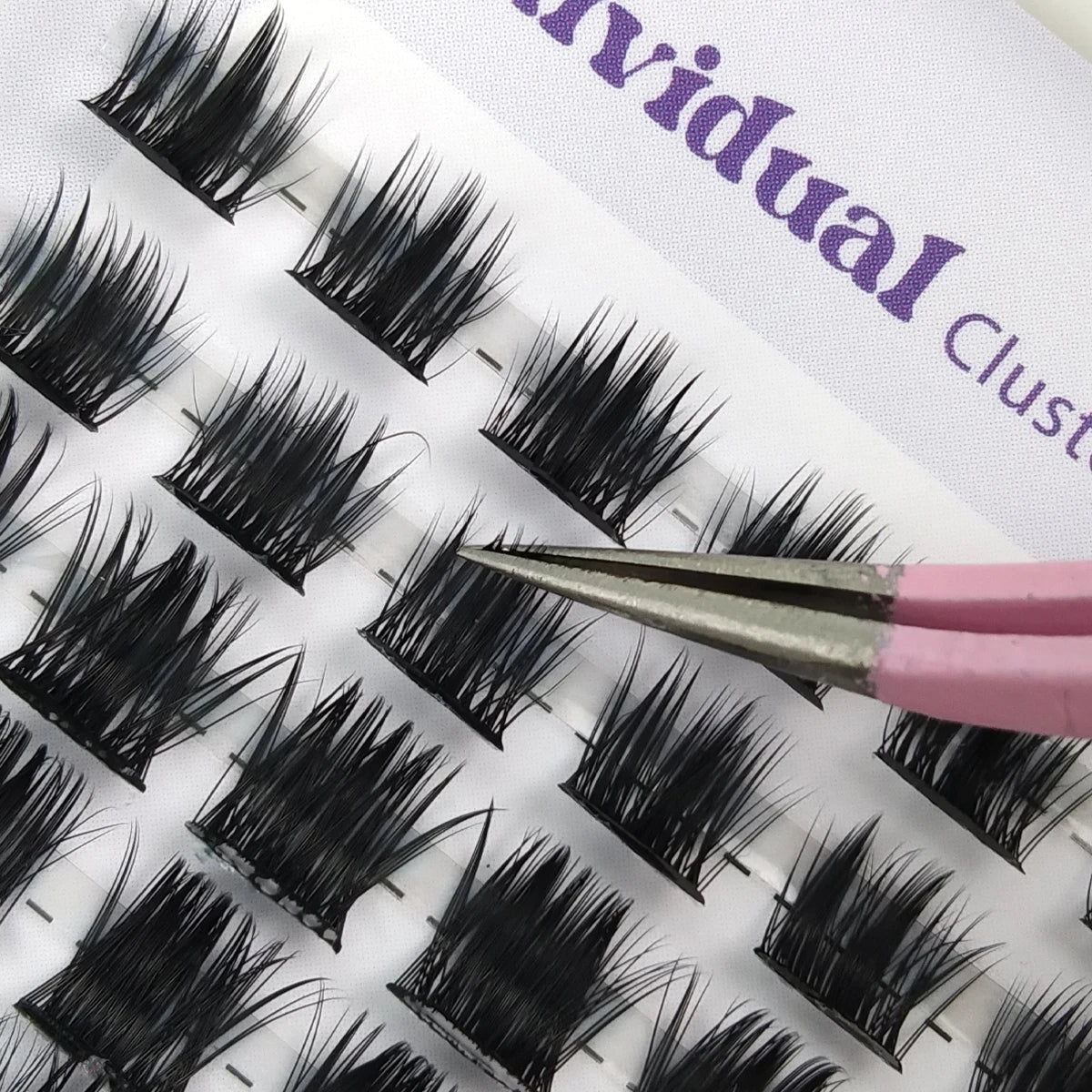 HBZGTLAD 10rows 110fans Diy Cluster Lashes8-16mm Cat Eye Lashes Invisible Band Premium Mink Manga Lash Clusters  Spiky Lashes