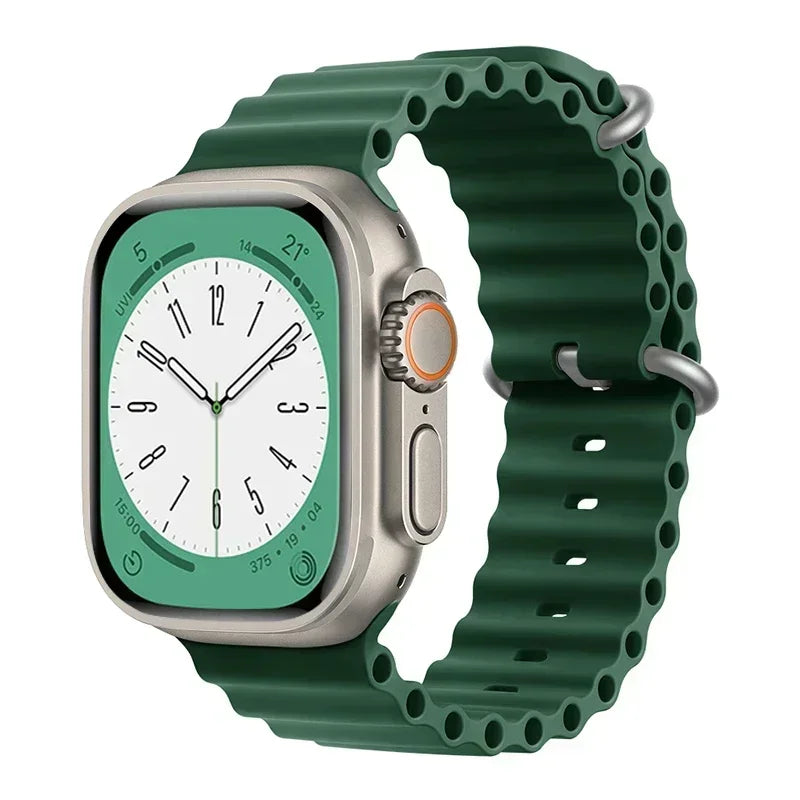 Silicone Ocean band for Apple Watch straps 45mm 46mm 40mm Ultra 2 49mm 44mm 41mm 38-42mm sport bracelet series 10 9 8 7 6 5 4 SE