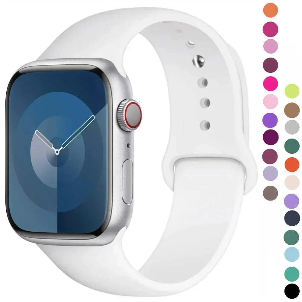 Silicone Band For Apple Watch strap 44mm 45mm 40mm 41mm 42-46mm sport bracelet iwatch series 8 7 6 5 4 9 10 11 SE-Ultra 2/3 49mm