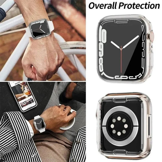 TPU Electroplating Soft Shell Cover for Apple Watch Series 9 8 7 6 5 4 3 SE Screen Protector Accessories for Apple Watch Band