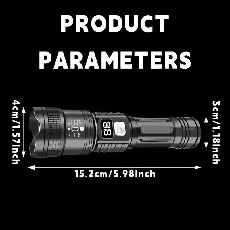 Ultra-Bright Tactical LED Flashlight – 3 Modes, USB Rechargeable, 600 Lumen, Outdoor, Hiking & Camping