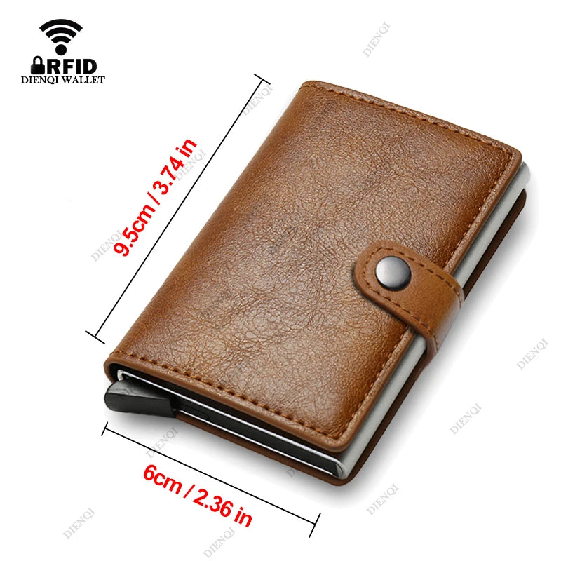 Carbon Fiber Credit Card Holder Wallet Men Rfid Smart Metal Thin Slim Pop Up Minimalist Wallet Small Black Purse Metal Vallet