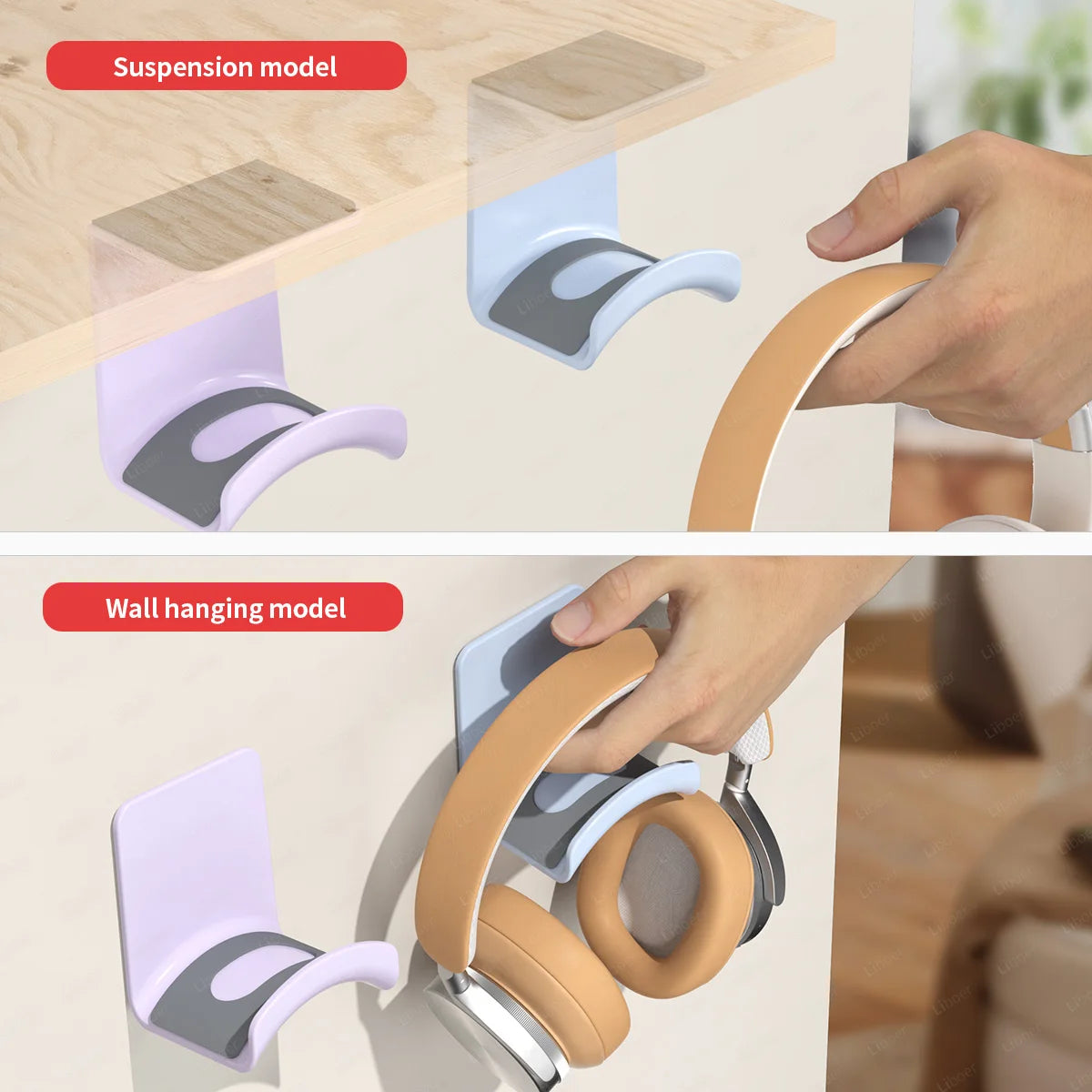 Headphone Stand Headphone Hanger Under Desk Wall Mounted Gaming Headset Stand Multi-color Headset Holder Under Table Support