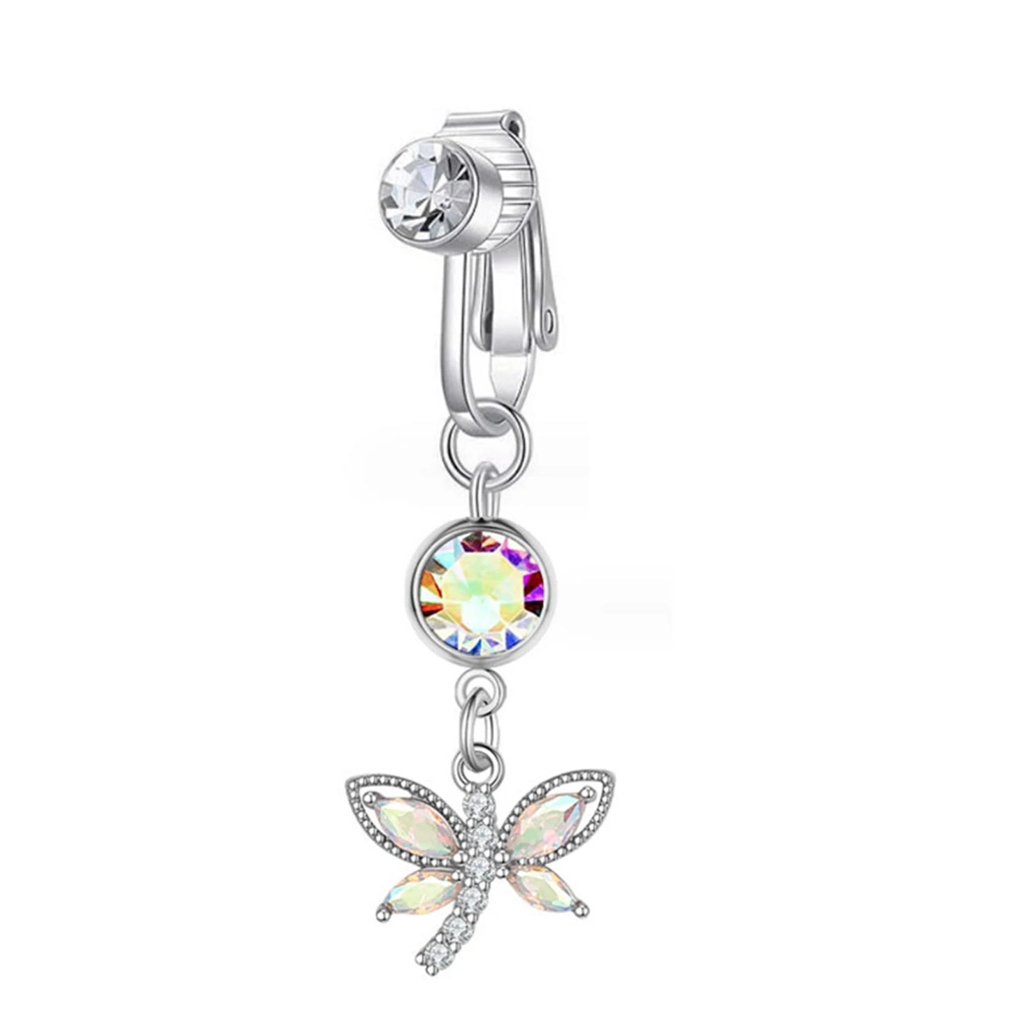 Fake Belly Piercing Sunflower Dangling Long Fake Belly Button Pircing Clip On Umbilical Navel Cartilage Earring Clip Jewelry