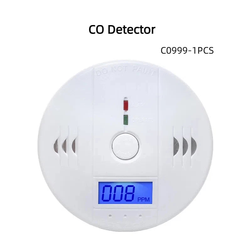 Digital CO Gas Monitor Alarm Detector Audible and Visual Alarm Battery Powered Portable CO Detector for Home Warehouse