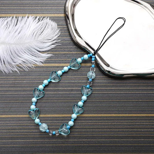 Fashion Crystal Star Beaded Phone Chain Lanyard Jewelry for Women's Personalized Colorful Love Wrist Strap Tellphone Case Rope