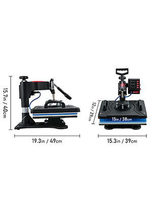 SucceBuy Heat Press 5in1 Heat Press Machine 12x15in Clamshell Sublimation Transfer Printer Digital Precise Temperature Control