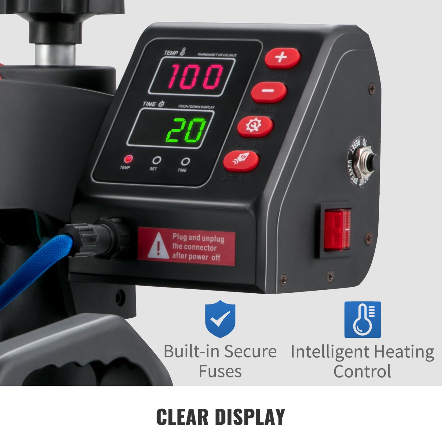 SucceBuy Heat Press 5in1 Heat Press Machine 12x15in Clamshell Sublimation Transfer Printer Digital Precise Temperature Control