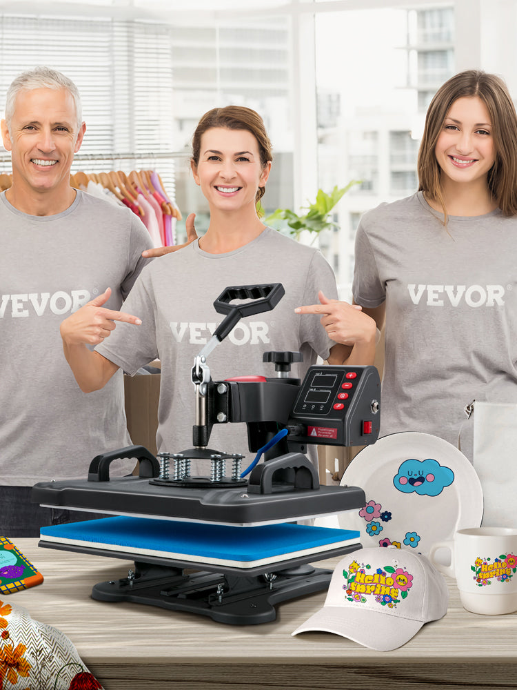 SucceBuy Heat Press 5in1 Heat Press Machine 12x15in Clamshell Sublimation Transfer Printer Digital Precise Temperature Control