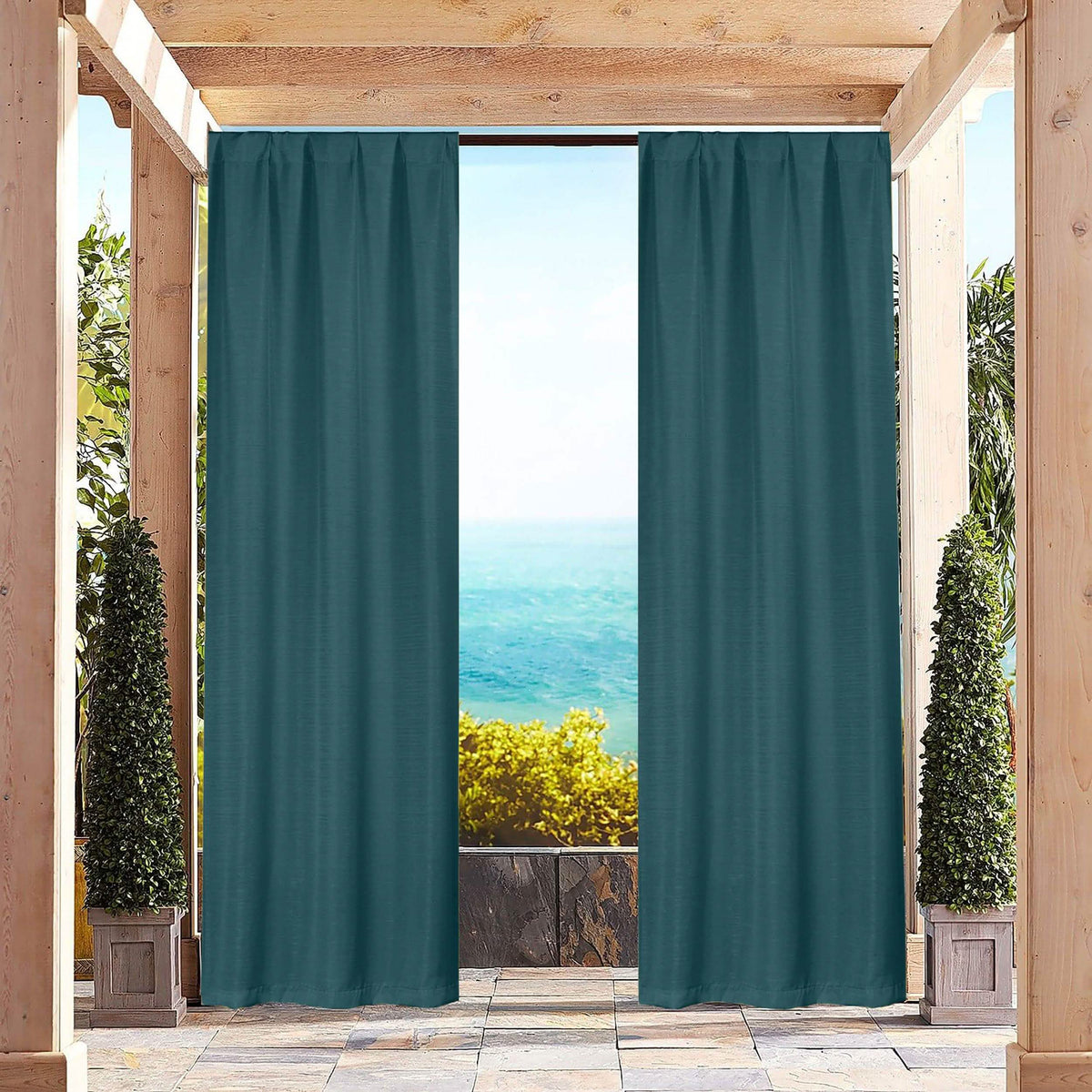 Heavy-Textured Indoor-Outdoor Blackout Curtains Pair Panel