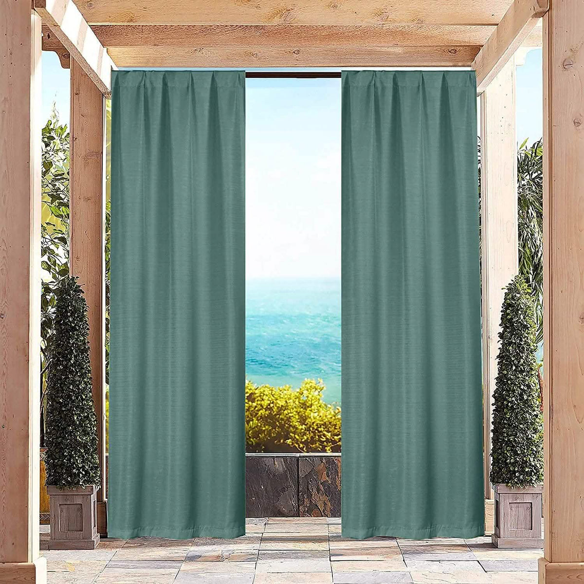 Heavy-Textured Indoor-Outdoor Blackout Curtains Pair Panel