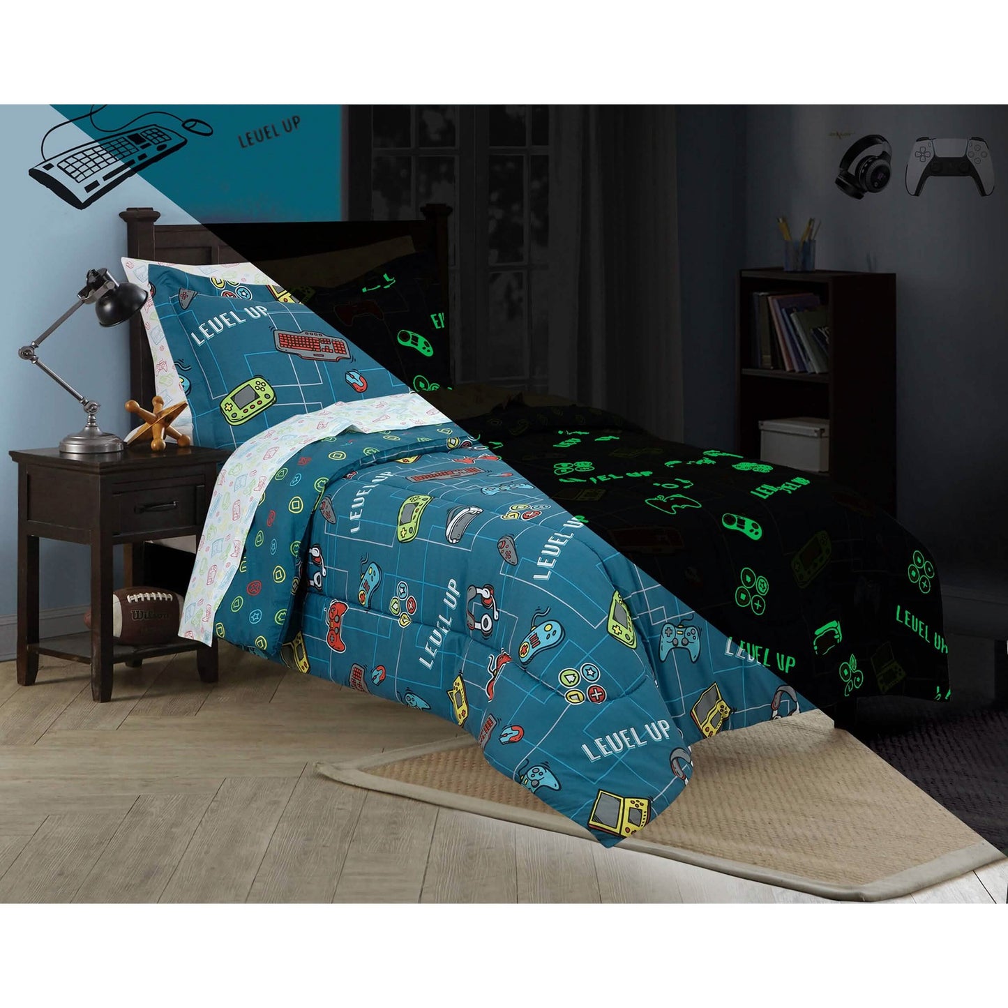 Kidz Mix Level Up Glow In The-Dark Bed In A Bag