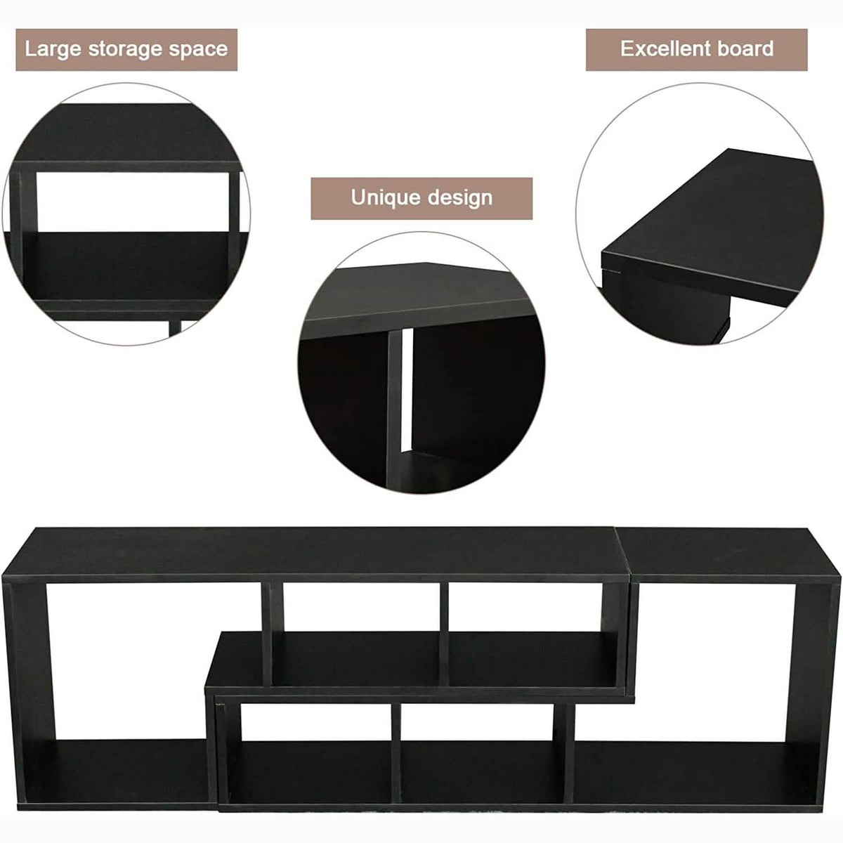 L Shape TV Console Stand Bookcase Storage Rack