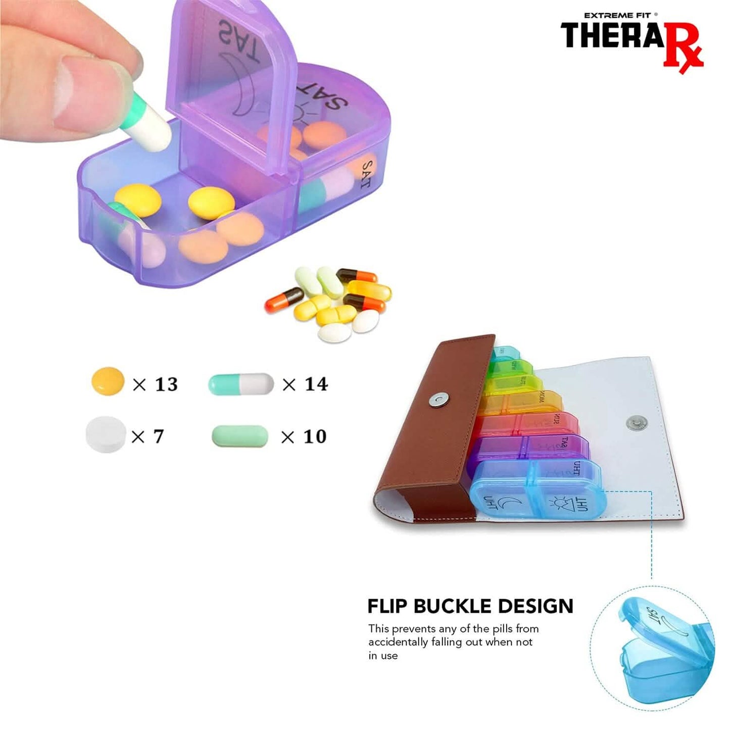 Large Daily Pill Box Medicine Organizer with PU Leather Case