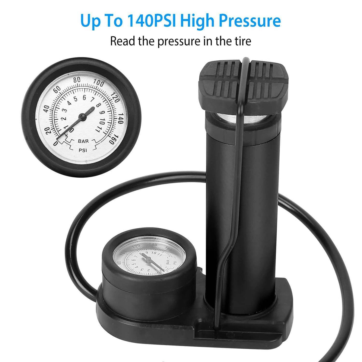 Mini Bike Foot Pump Portable Bicycle Tire Inflator