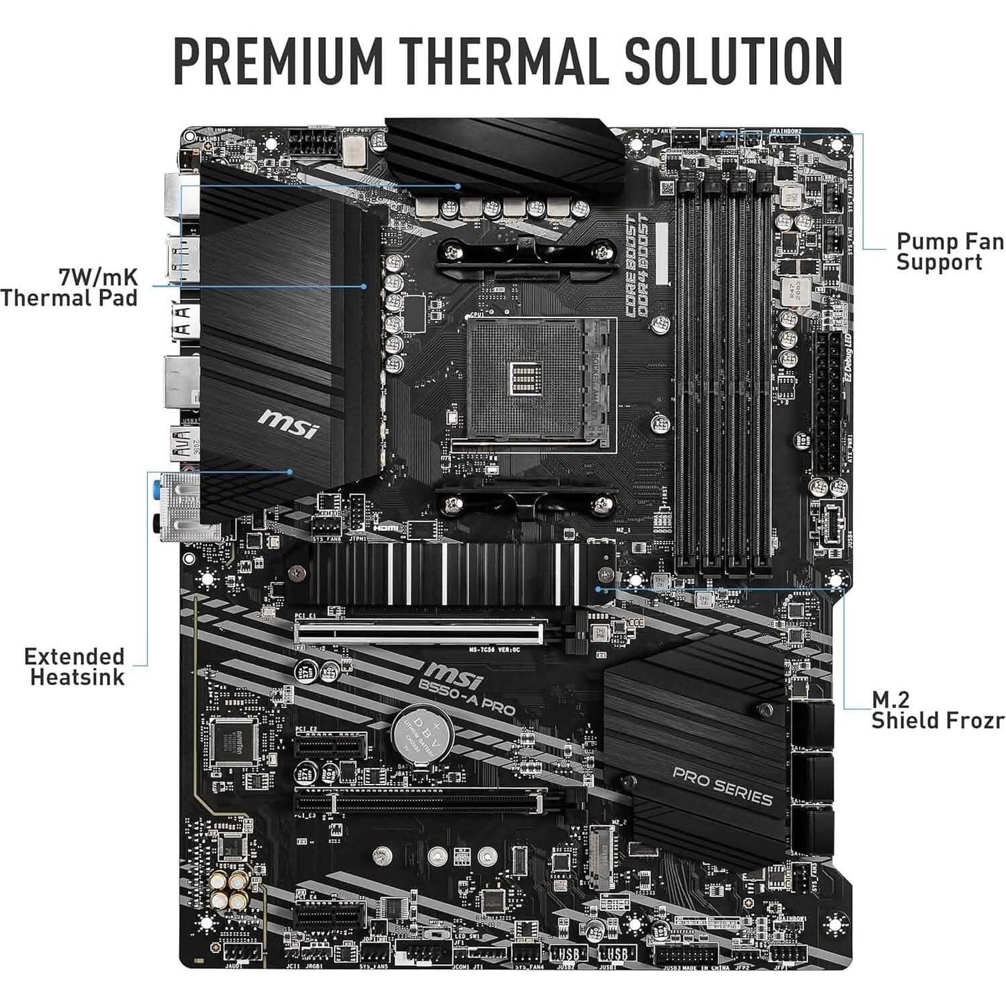 MSI B550-A PRO ProSeries Motherboard (AMD AM4, DDR4, PCIe 4.0, SATA 6Gb/s, M.2, USB 3.2 Gen 2, HDMI/DP, ATX) (Refurbished)