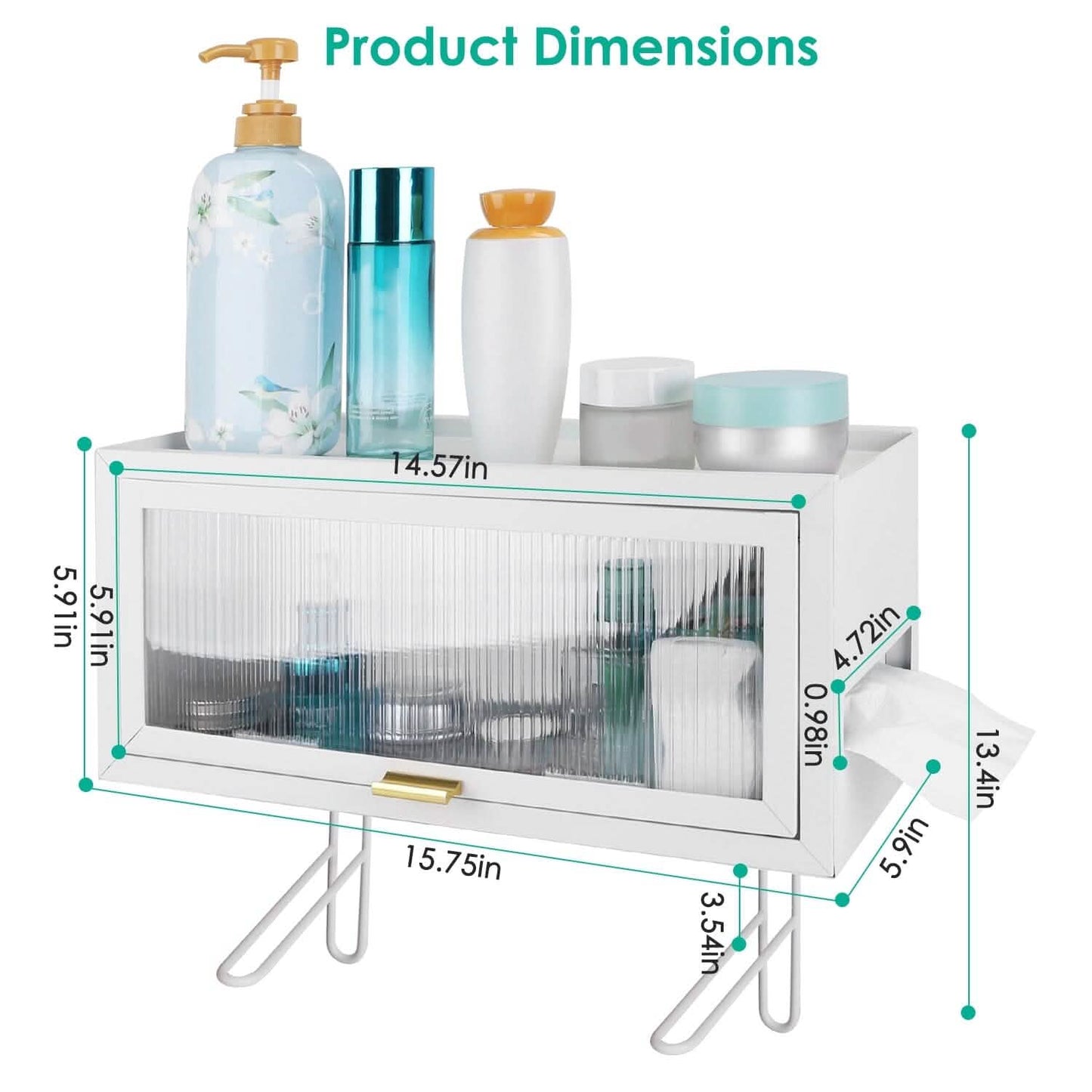 Over the Toilet Storage Cabinet with Dust-Proof Transparent Magnetic Door Side Opening