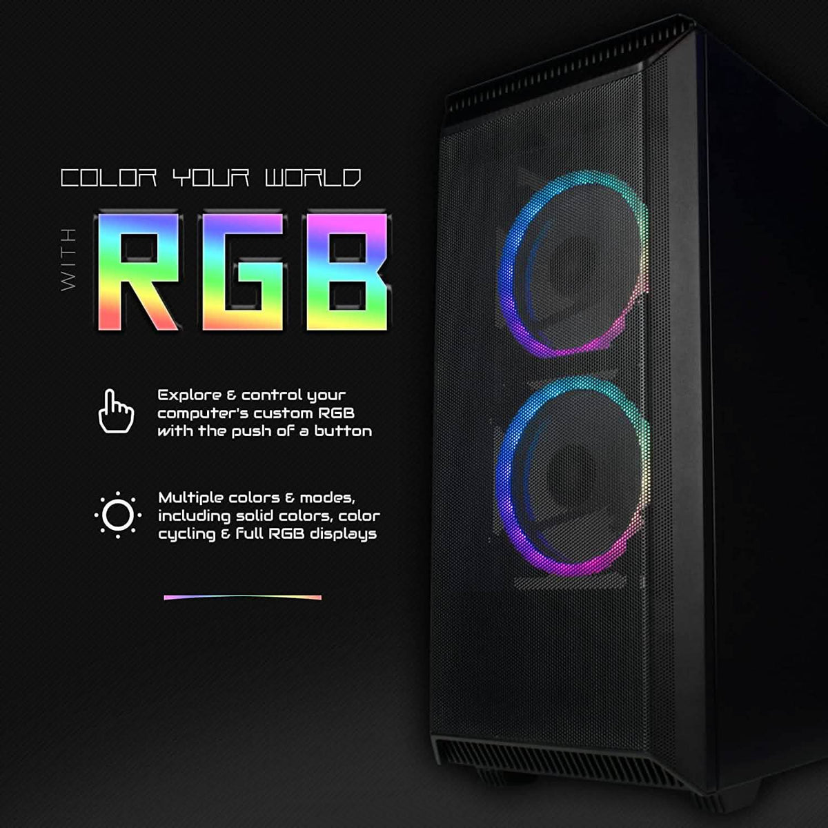 Periphio Centaur Prebuilt RGB Gaming Computer 16GB DDR4 RAM 500GB NVMe M.2 SSD + 1TB HDD (Refurbished)