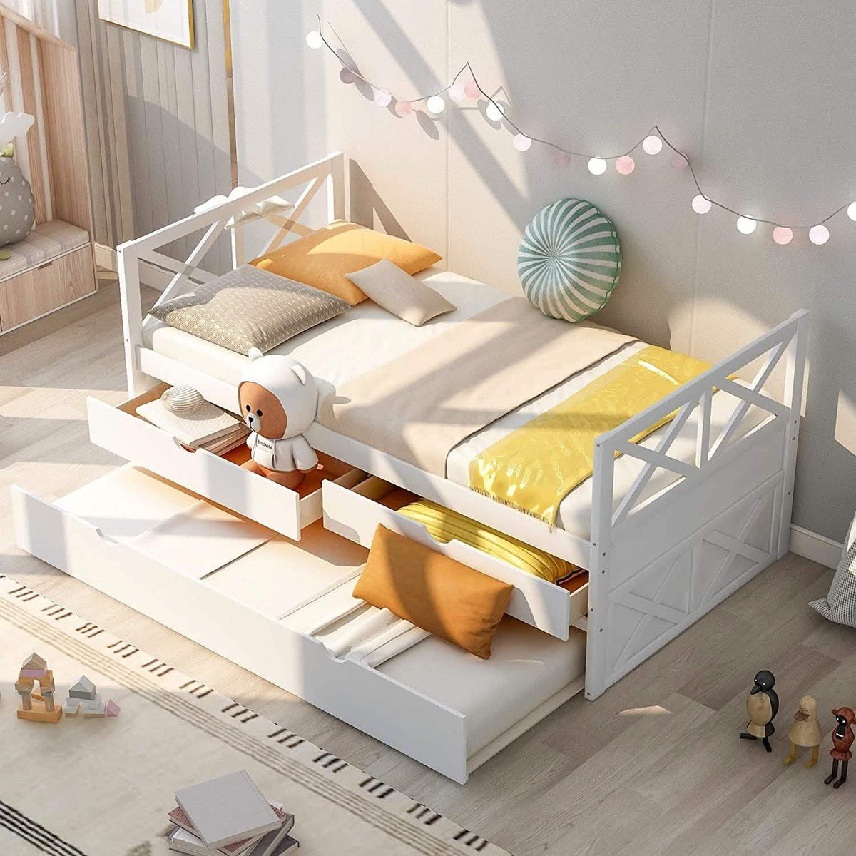 Platform Storage Bed with Trundle