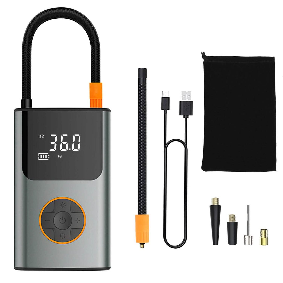 Portable Mini Tire Inflator with Digital Display LED Light