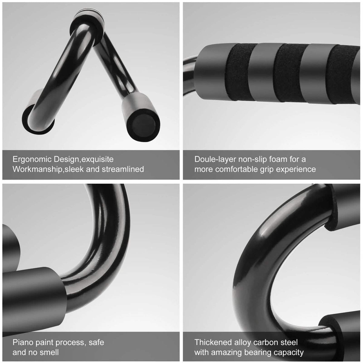 Push Up Bars Stand S Shape Fitness Workout Gym Exercise with Push-Up Training Mat