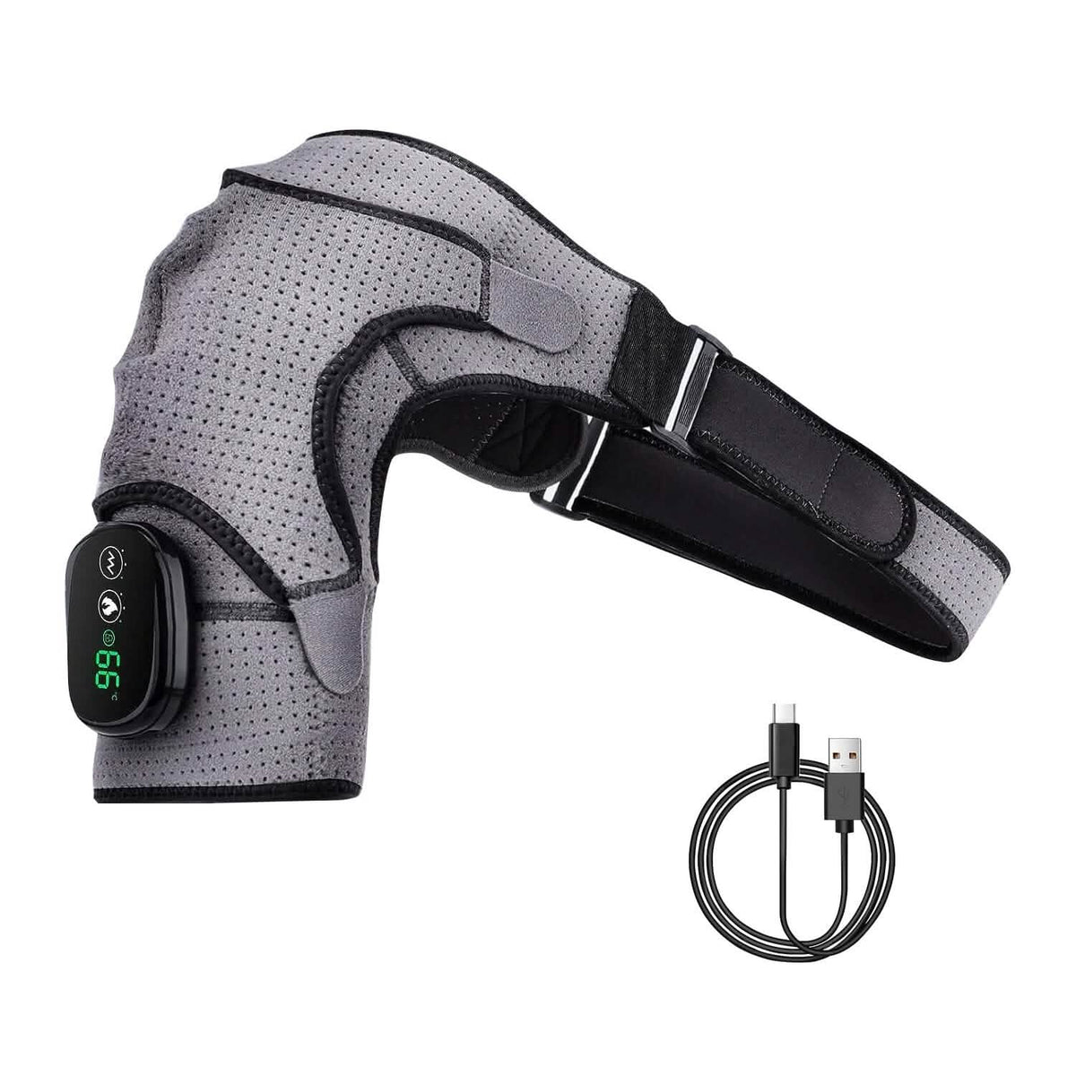 Rechargeable Heated Shoulder Wrap Massager Shoulder Brace Support with 3 Heating Levels