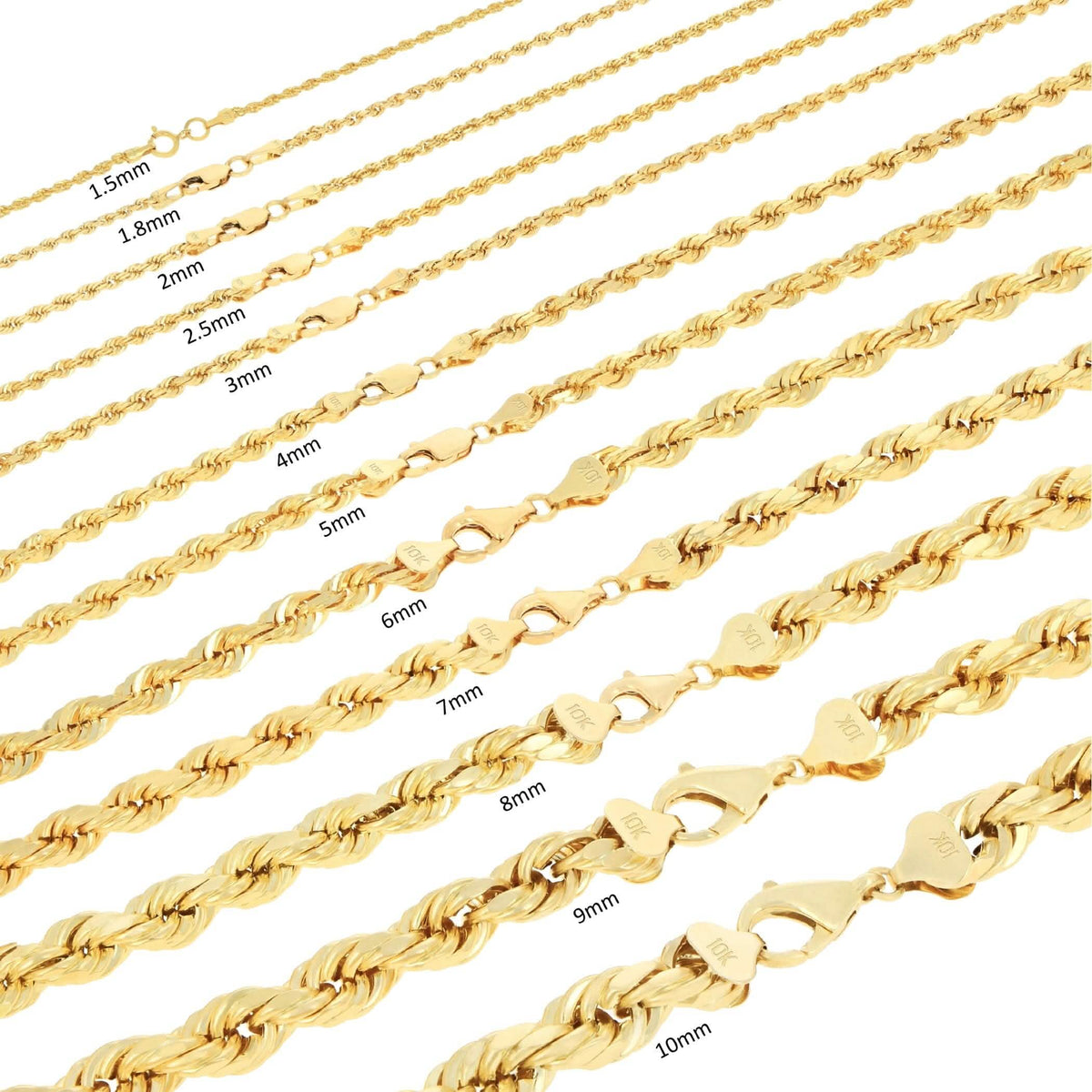 Rope Chain in Yellow Gold - 3mm