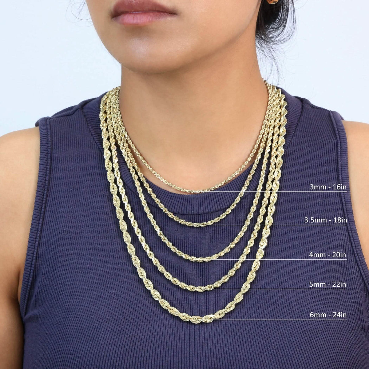 Rope Chain in Yellow Gold - 3mm