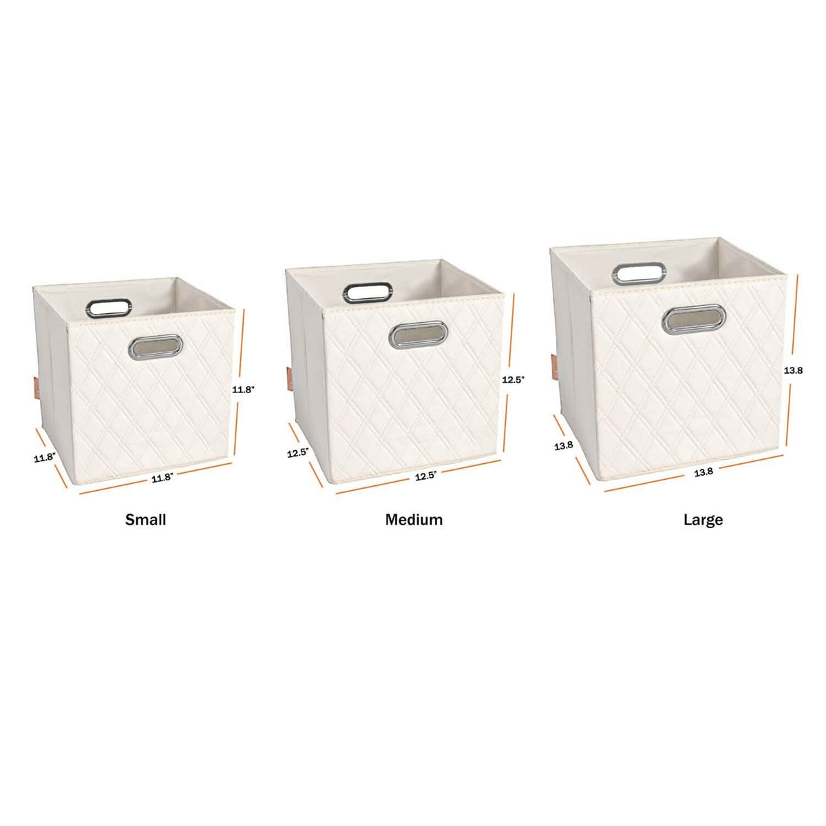 Set of 2: 11-13" Foldable Diamond Patterned Faux Leather Storage Cube Bins