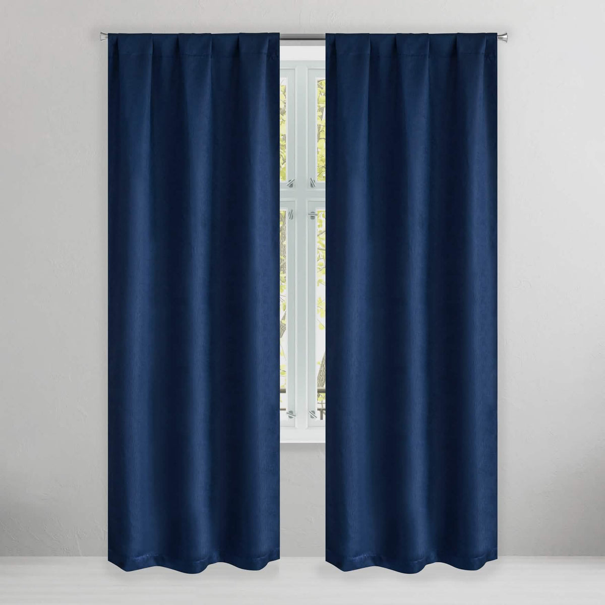 Set of 2: Brushed Textured Blackout Thermal Window Curtain Pair Panel