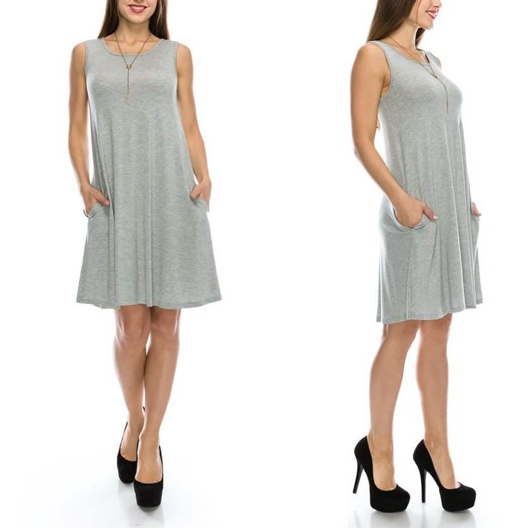 Sleeveless Tunic Dress with Pockets - Assorted Sizes