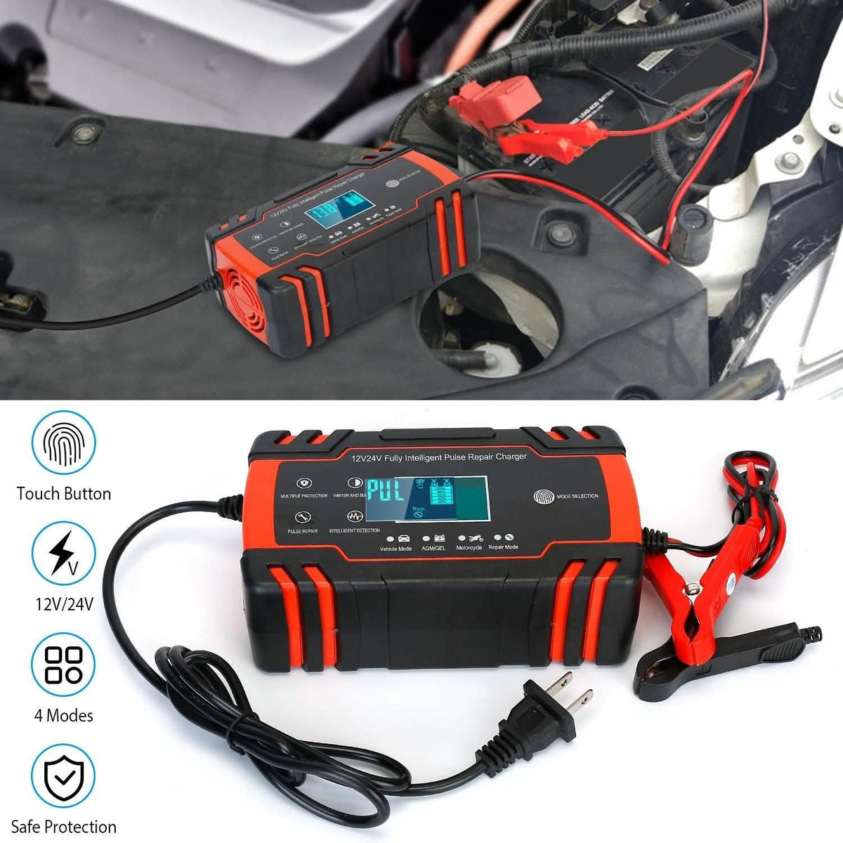Smart Automatic Battery Charger with LCD Display