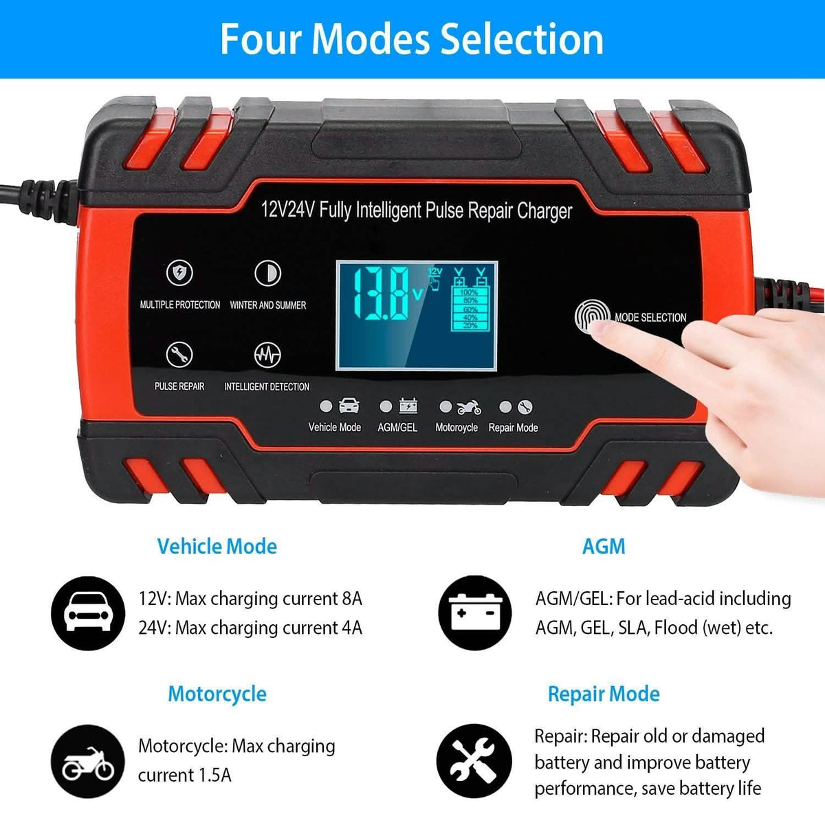 Smart Automatic Battery Charger with LCD Display