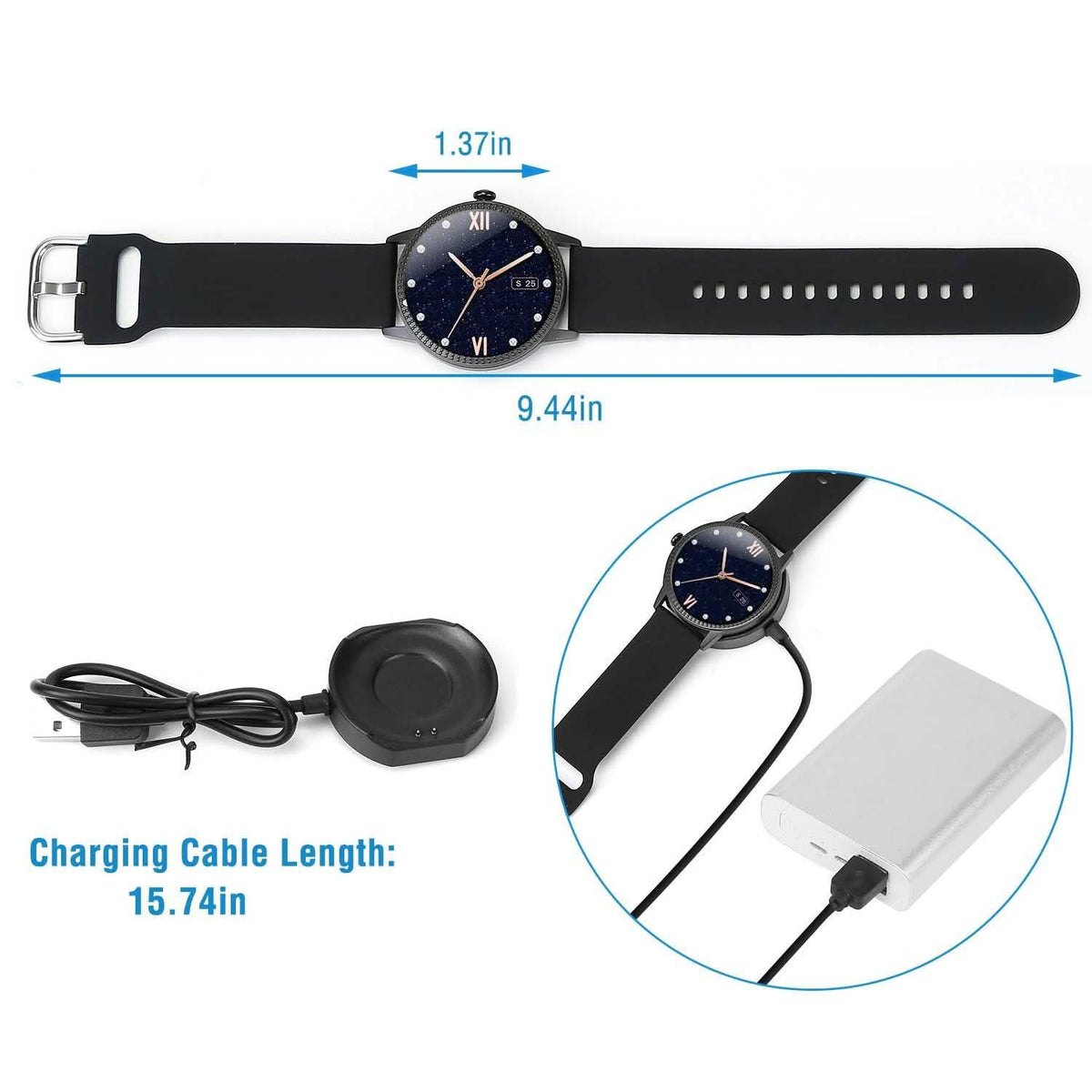 Smartwatch Fitness Tracker 1.08" Touch Screen