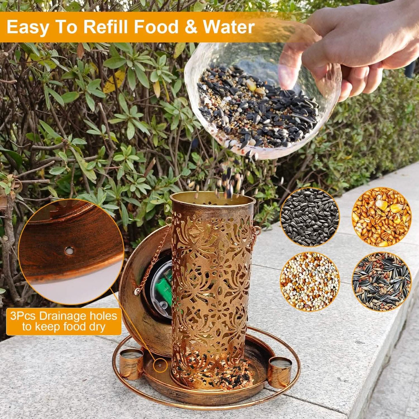 Solar Decorative Hanging Bird Feeder Lantern