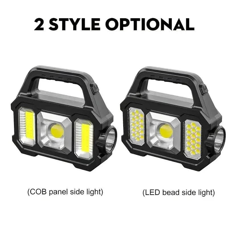 Solar Portable Flashlight & Handheld Searchlight with Side Lights