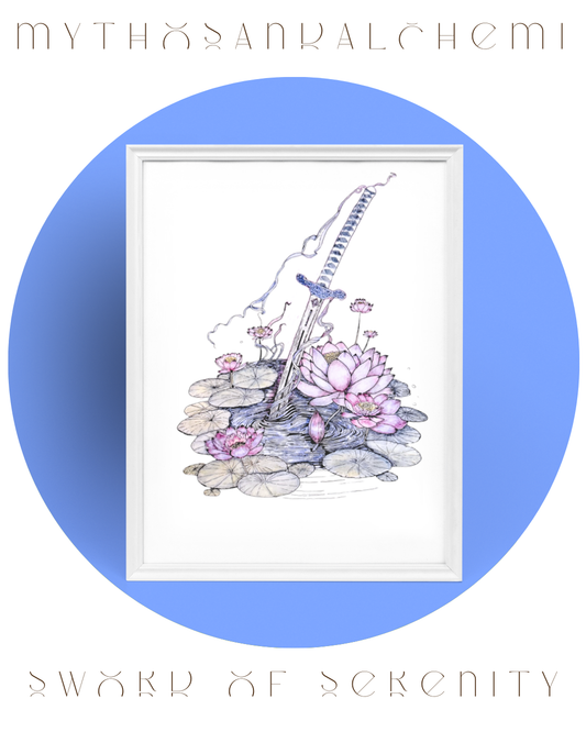 Sword of Serenity Art Print – Fantasy Art with Poetry